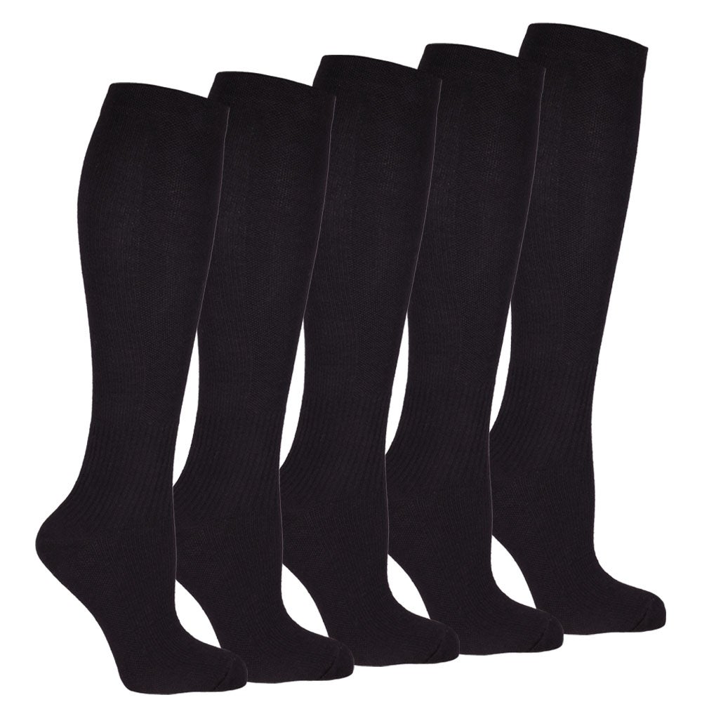 Stödstrumpor enfärgade, 5-pack svart 36/40