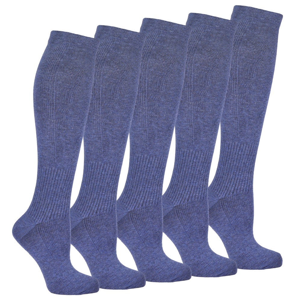 Stödstrumpor enfärgade, 5-pack jeansblå 36/40