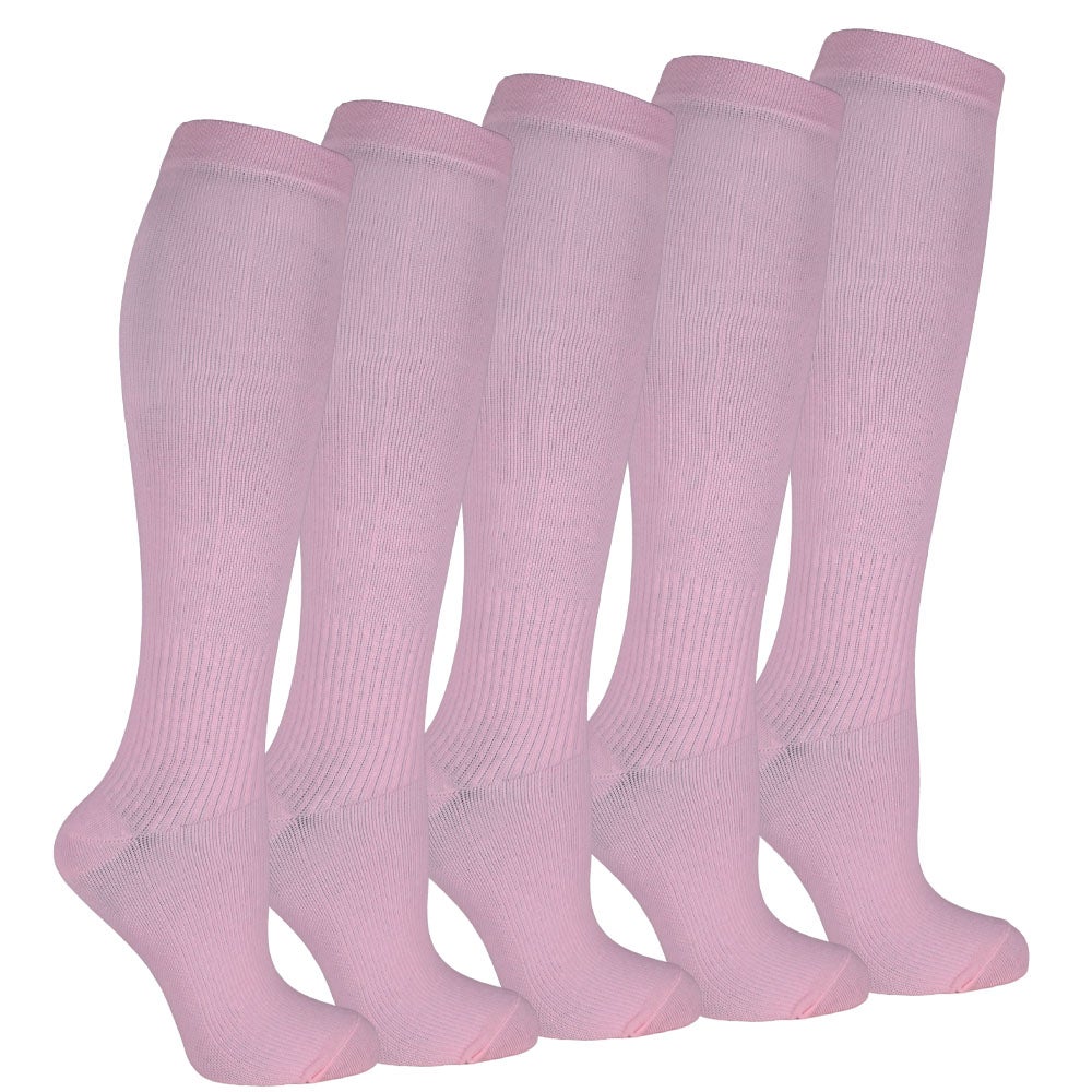 Stödstrumpor enfärgade, 5-pack ljusrosa 36/40