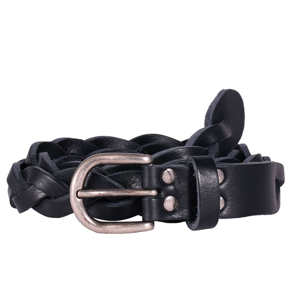 Bälte dam flätat läder svart 85