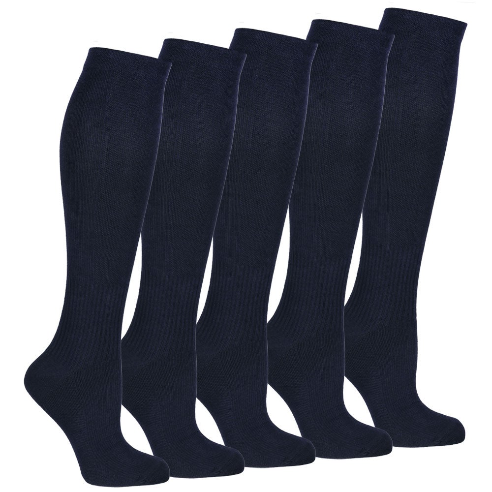 Stödstrumpor enfärgade, 5-pack marinblå 36/40