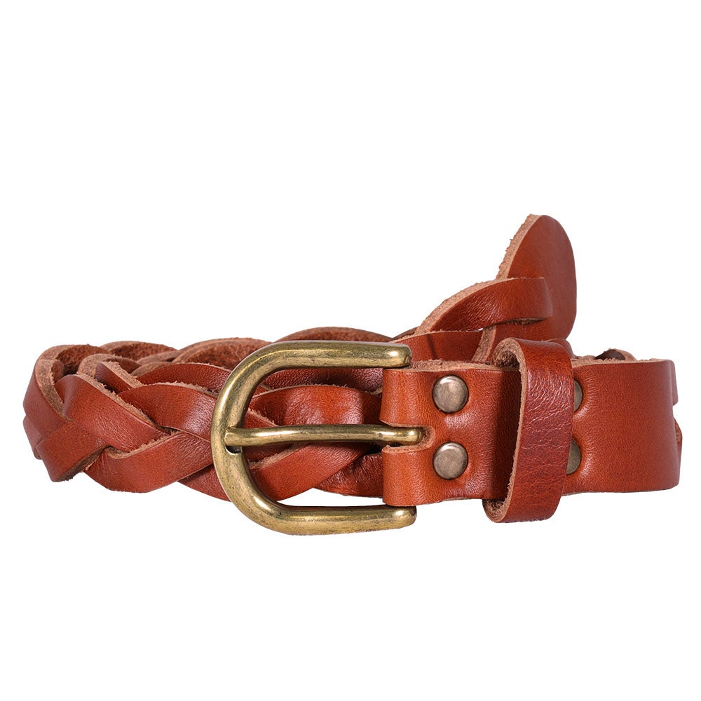 Bälte dam flätat läder ljusbrun 85