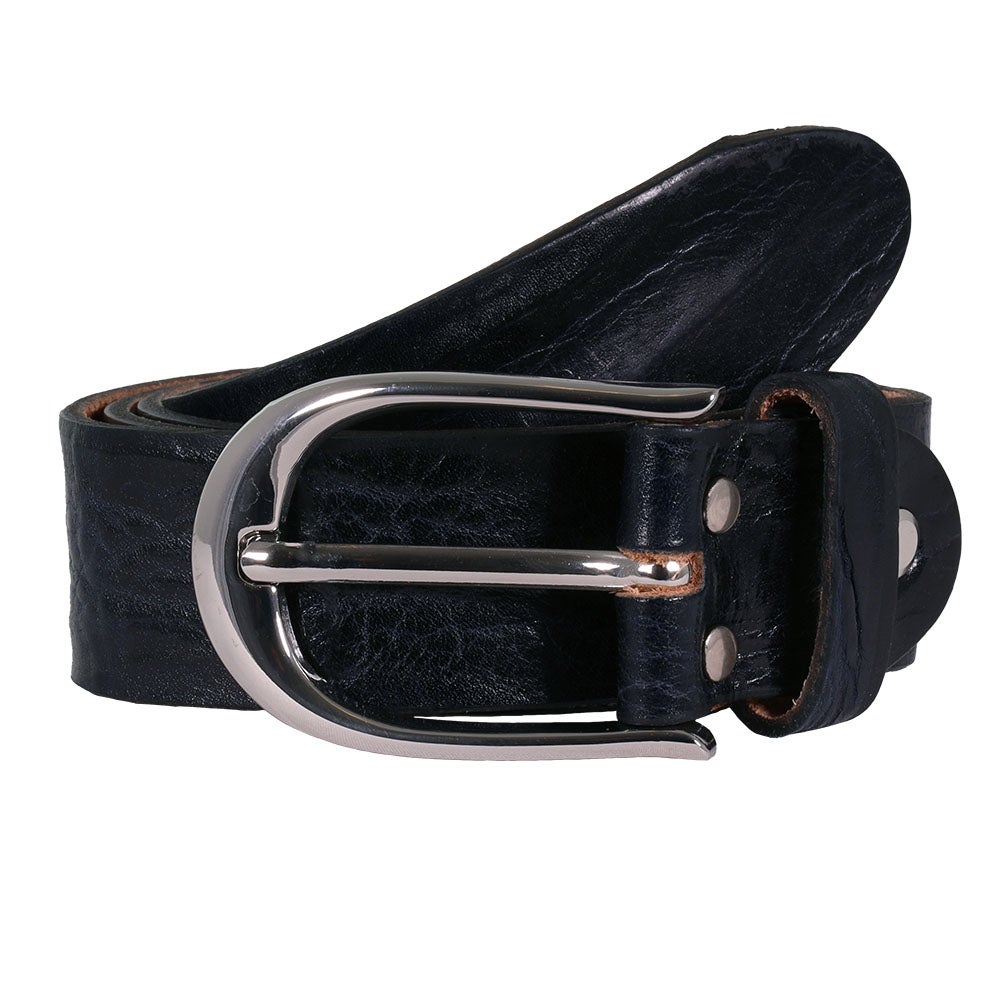 Läderbälte dam 32 mm  blå/svart 80