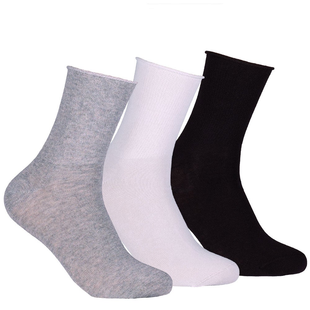 Bomullsstrumpa dam 3-pack Lös resår marin/Grå/Vit 36/40