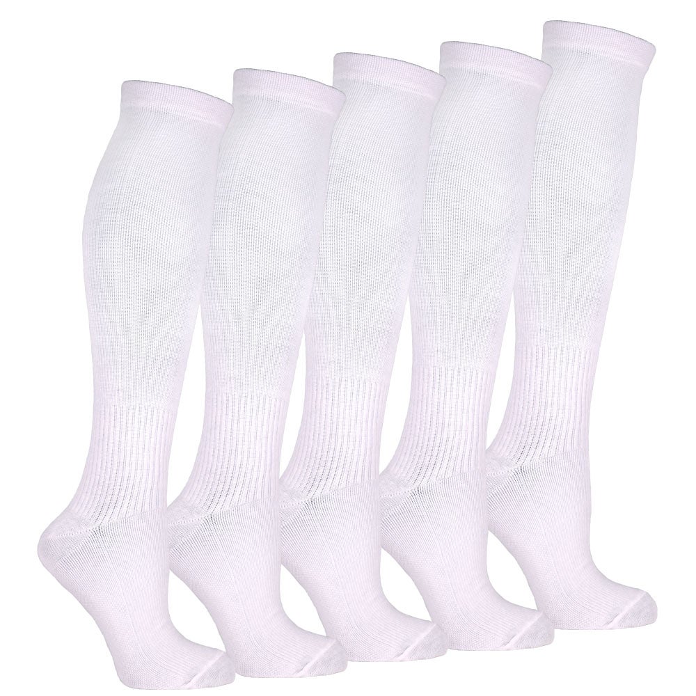 Stödstrumpor enfärgade, 5-pack vit 36/40