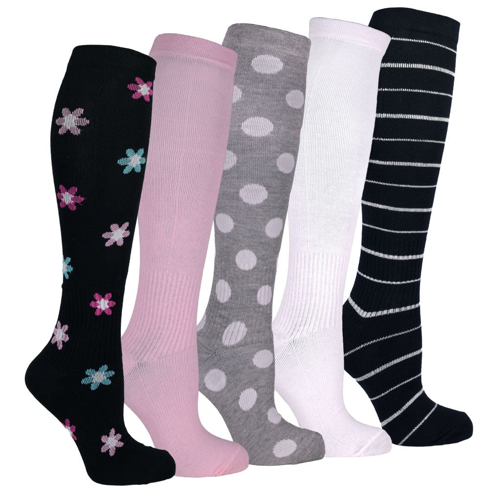 Stödstrumpor mönstrade, 5-pack ljust 36/40