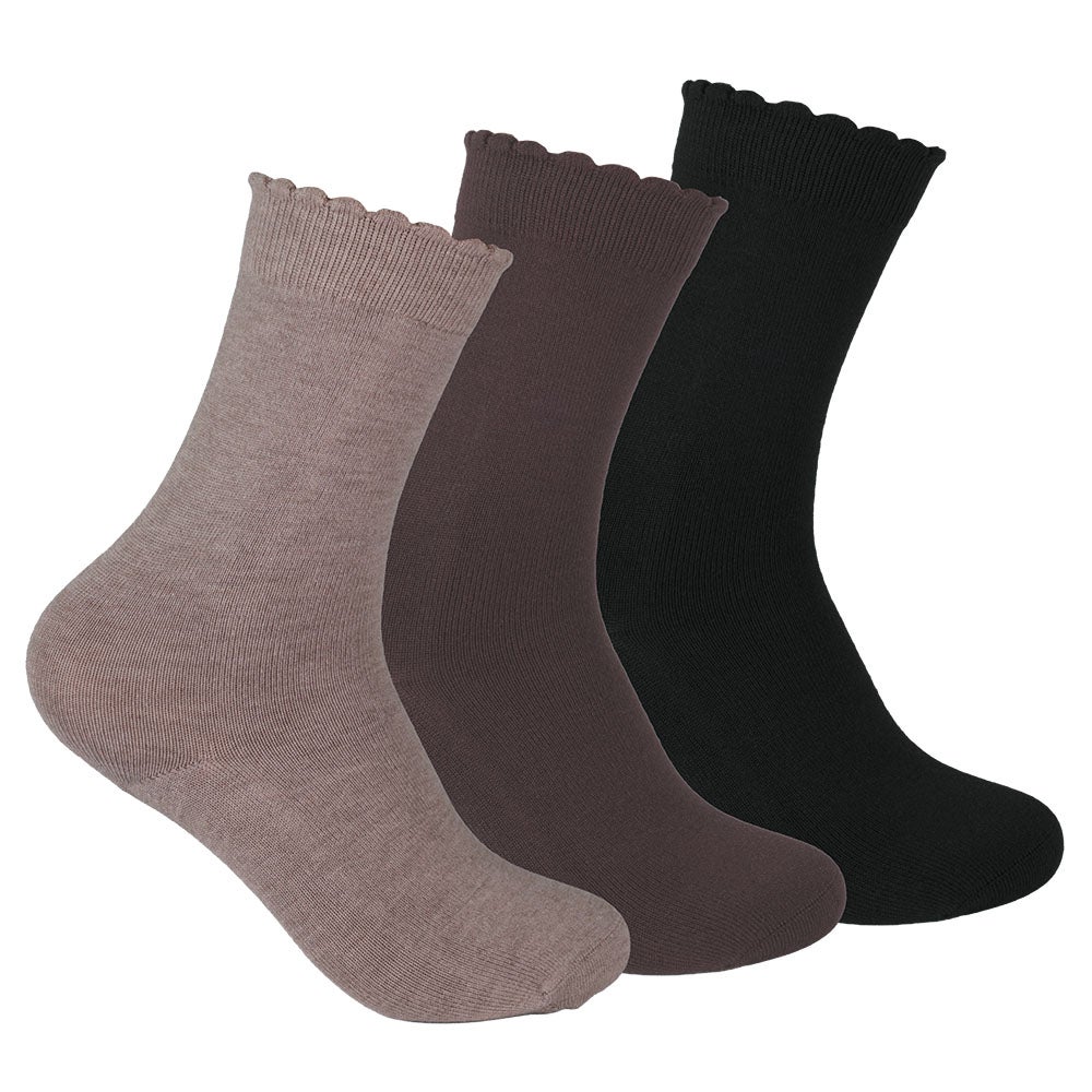 Bomullsstrumpa dam 3-pack Vendela svart/brun/beige  36/40