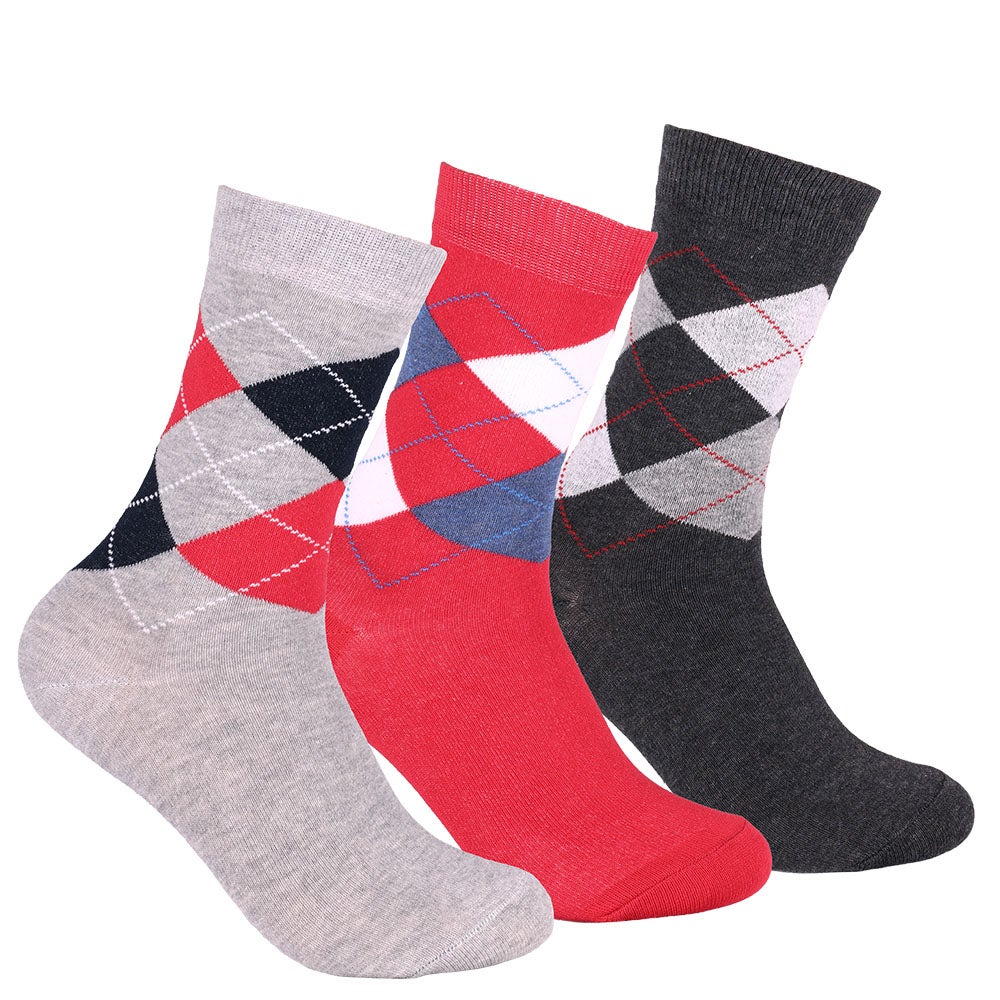 Bomullsstrumpa dam 3-pack My grå/röd/grå 36/40