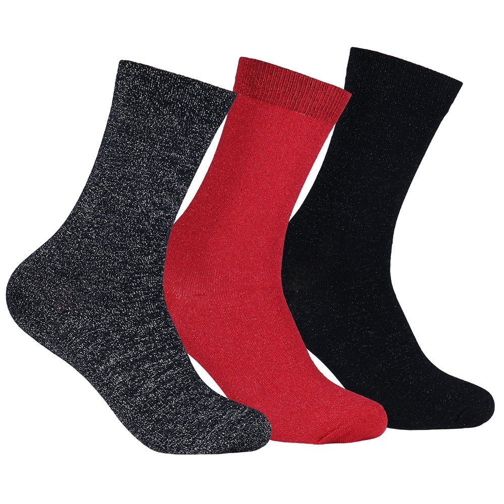 Bomullsstrumpa dam 3-pack Märta röd/svart/grå 36/40