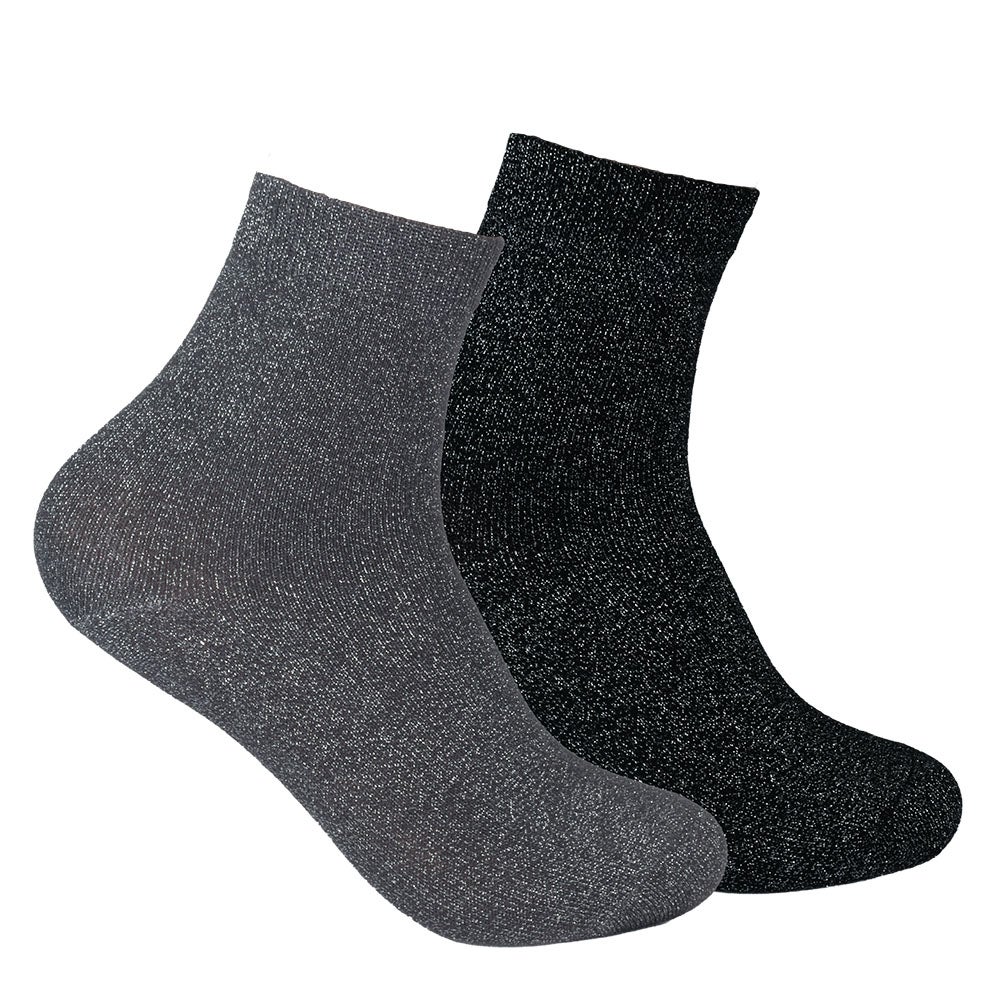 Bomullsstrumpa dam 2-pack Vinnie svart/grå 36/40