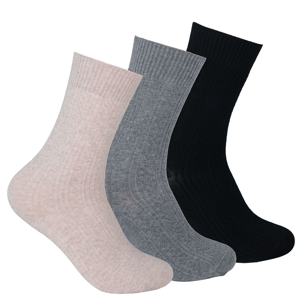 Bomullsstrumpa dam 3-pack Vicky svart/grå/beige 36/40