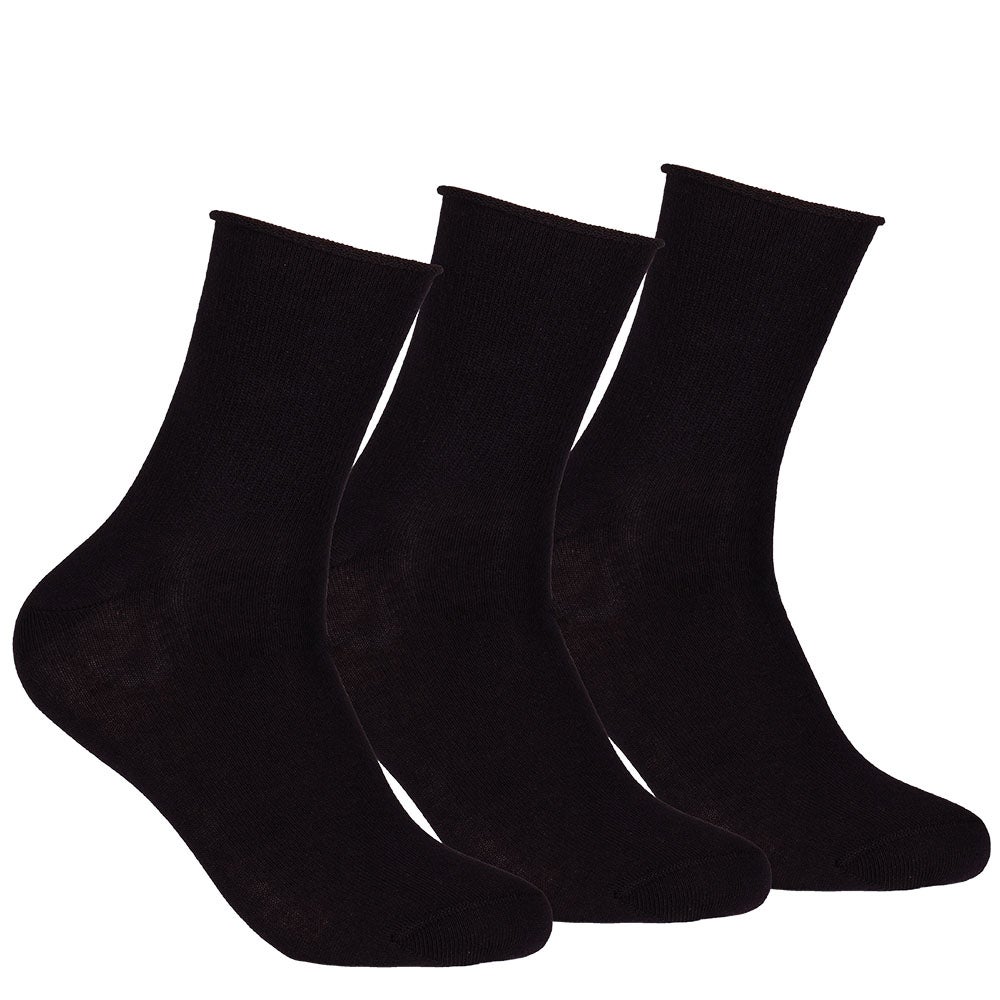 Bomullsstrumpa dam 3-pack Lös resår svart 36/40
