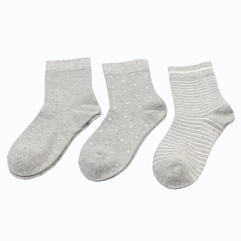 Bomullsstrumpa dam 3-pack prick grå 36/40