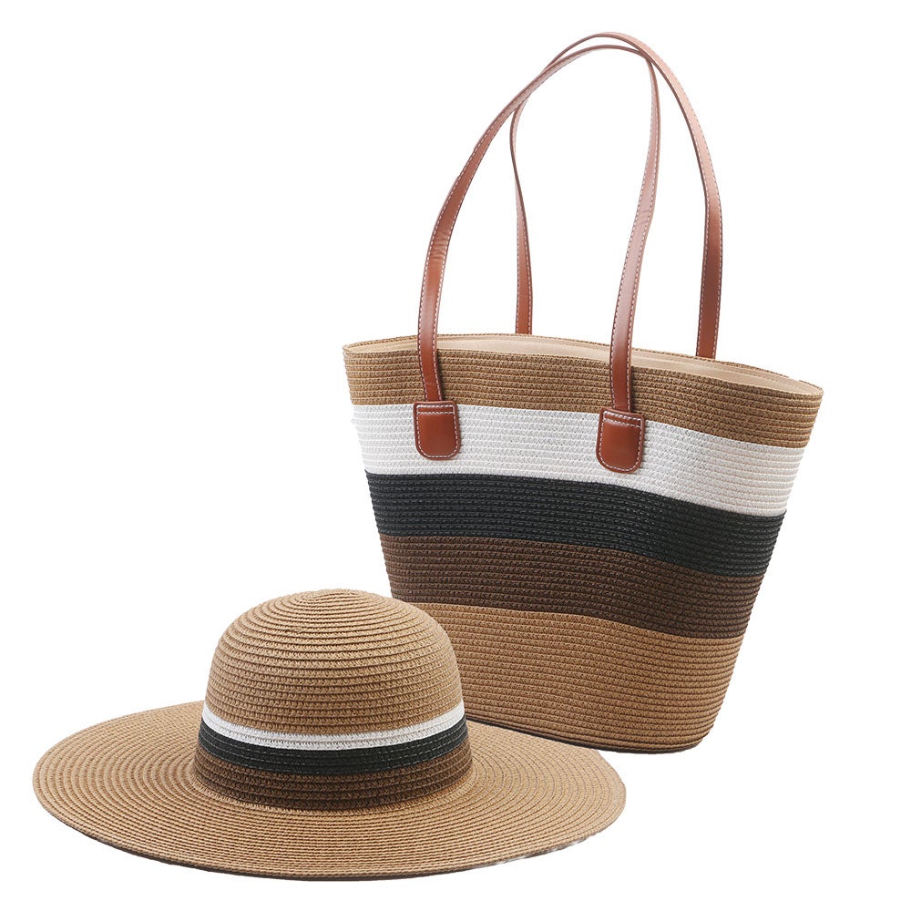 Set hatt och strandväska Cattis brun 57