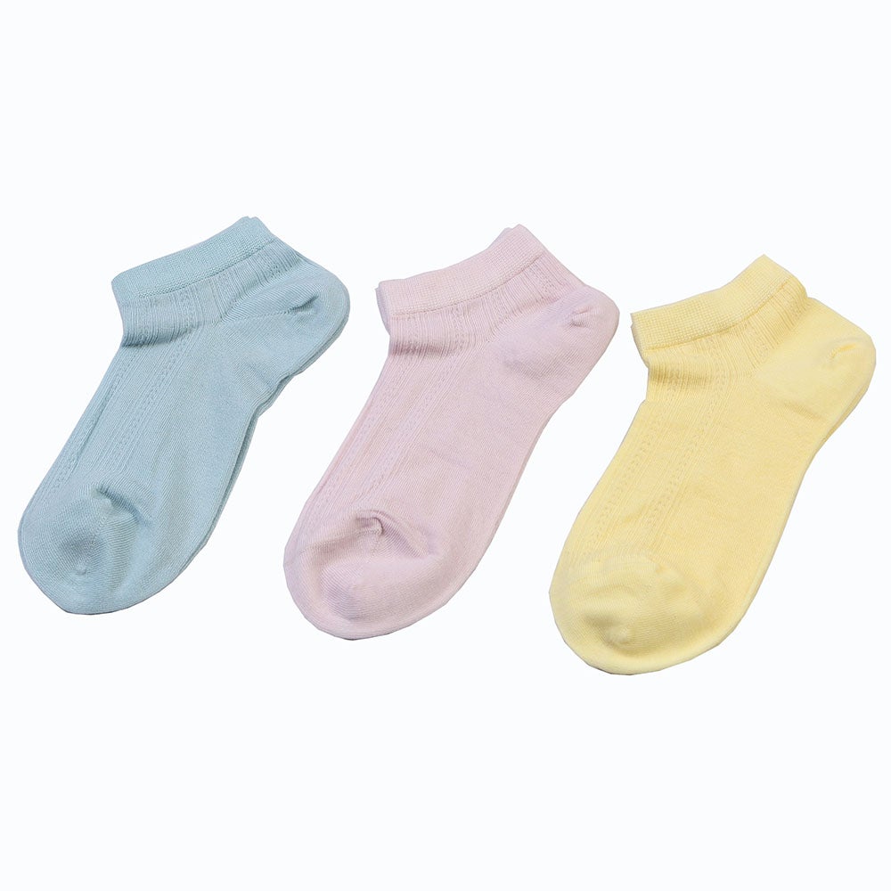 Bomullsstrumpa dam sneaker 3-pack gul/blå/rosa 36/40