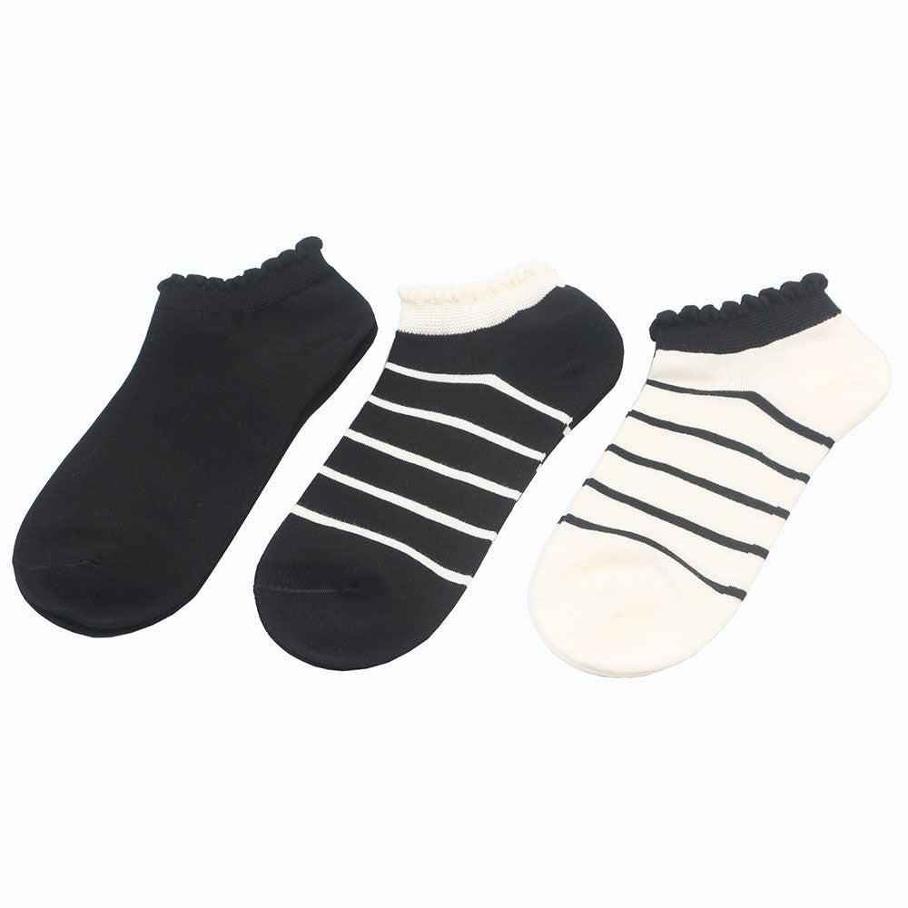 Bomullsstrumpa dam sneaker 3-pack rand 36/40