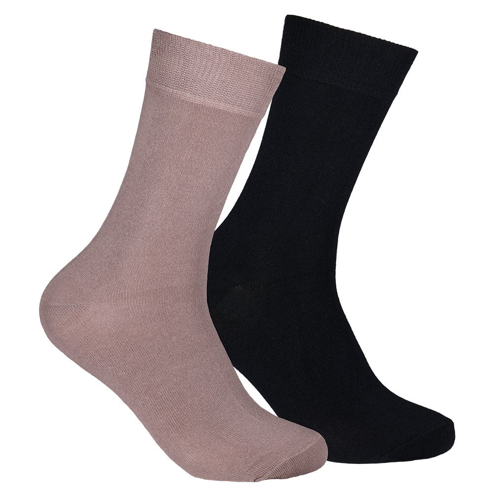 Bambustrumpa dam 2-pack beige/svart 36/40