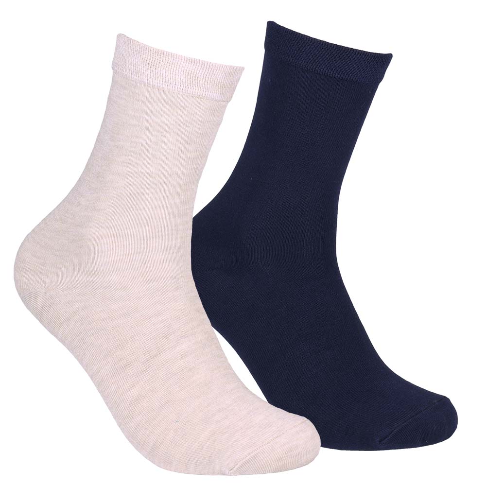 Bambustrumpa dam 2-pack marinblå/beige 36/40