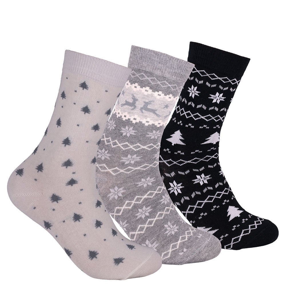 Bomullsstrumpa dam 3-pack Hilma grå/vit/svart 36/40