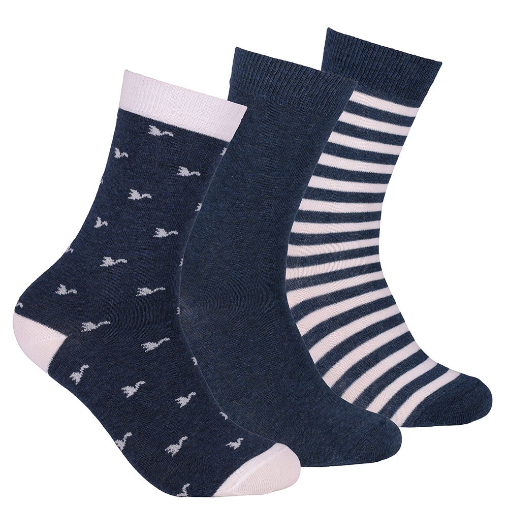 Bomullsstrumpa Denize dam 3-pack jeansblå 36/40 
